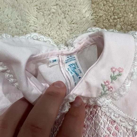 Feltman Brothers Pink Rose Lace Embroidered Smock - Picture 2 of 4